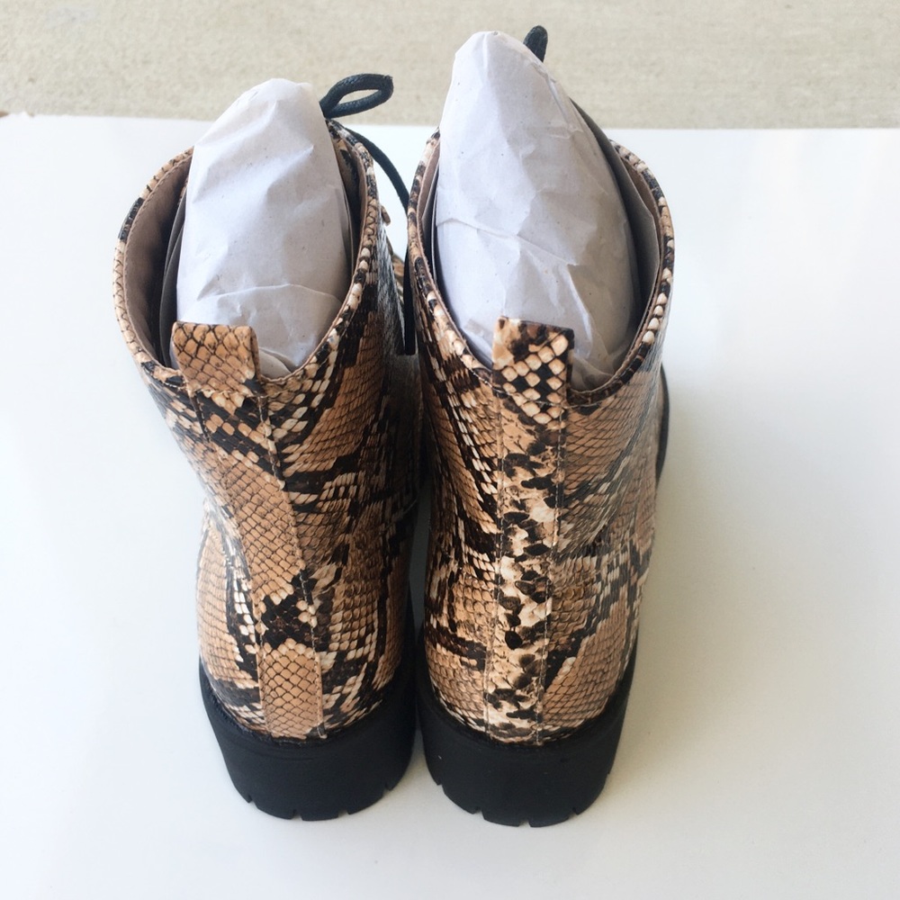 NEW Lulus Devyn Snake Print Lace Up Ankle Boot - Picture 7 of 11